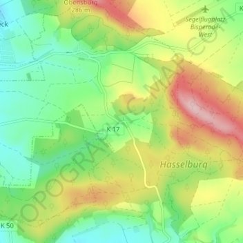 Mappa topografica Völkerhausen, altitudine, rilievo
