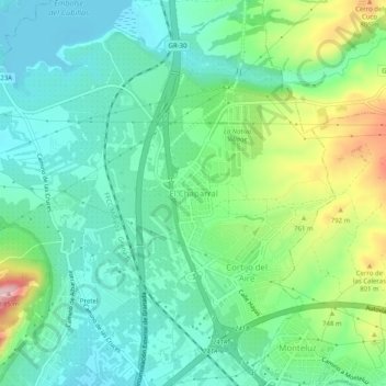 Mappa topografica El Chaparral, altitudine, rilievo