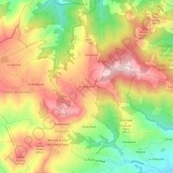 Mappa topografica Ca' Bertacchi, altitudine, rilievo