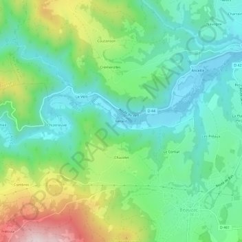 Mappa topografica Bérard, altitudine, rilievo
