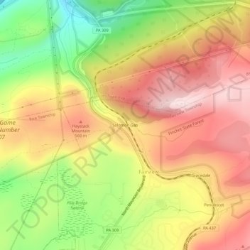 Mappa topografica Solomon Gap, altitudine, rilievo
