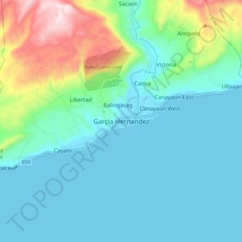 Mappa topografica Garcia Hernandez, altitudine, rilievo