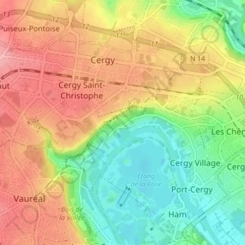 Mappa topografica Gency, altitudine, rilievo