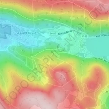 Mappa topografica La Broche du Lard, altitudine, rilievo