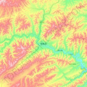 Mappa topografica 碌曲县, altitudine, rilievo