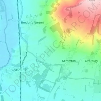 Mappa topografica Westmancote, altitudine, rilievo