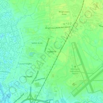Mappa topografica Sedgefield, altitudine, rilievo