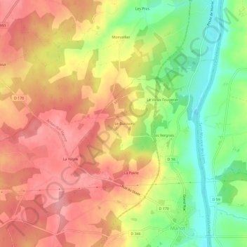 Mappa topografica Le Buisson, altitudine, rilievo