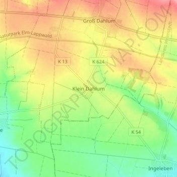 Mappa topografica Klein Dahlum, altitudine, rilievo