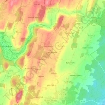 Mappa topografica Batzenweiler, altitudine, rilievo
