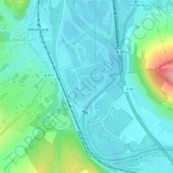 Mappa topografica Liégeot, altitudine, rilievo