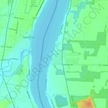 Mappa topografica Courtright, altitudine, rilievo