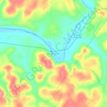 Mappa topografica South Bend, altitudine, rilievo