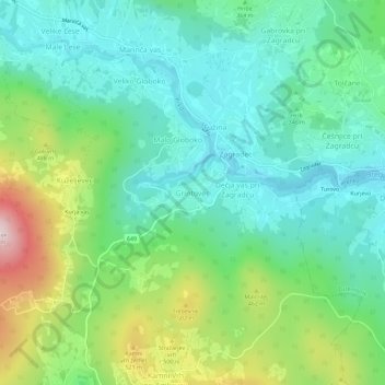 Mappa topografica Grintovec, altitudine, rilievo
