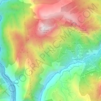 Mappa topografica La Villette, altitudine, rilievo
