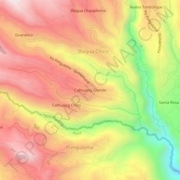 Mappa topografica Calhuasig Grande, altitudine, rilievo