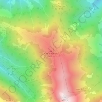 Mappa topografica Cima Robert, altitudine, rilievo