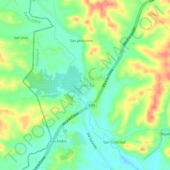 Mappa topografica Cerecita, altitudine, rilievo