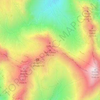 Mappa topografica Buc Faraut, altitudine, rilievo