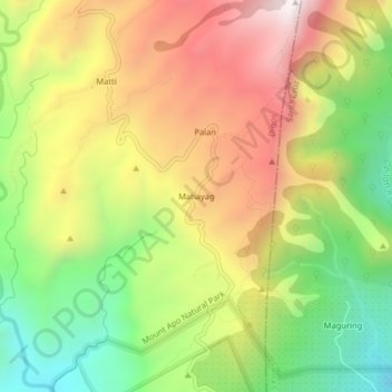Mappa topografica Mahayag, altitudine, rilievo