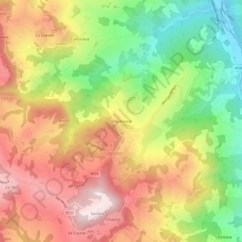 Mappa topografica Villa Bibone, altitudine, rilievo
