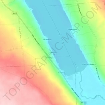 Mappa topografica Ashland, altitudine, rilievo