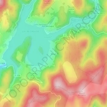 Mappa topografica Naujac, altitudine, rilievo