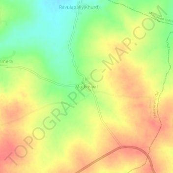 Mappa topografica Mudimiyal, altitudine, rilievo