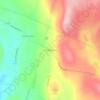 Mappa topografica West Stephentown, altitudine, rilievo