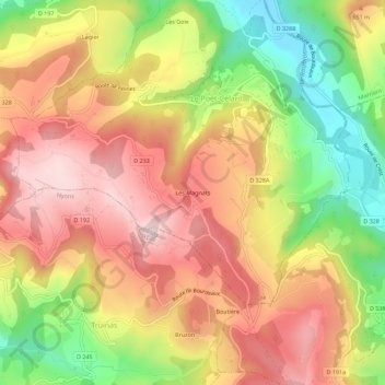 Mappa topografica Les Magnats, altitudine, rilievo