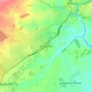 Mappa topografica Doughton, altitudine, rilievo