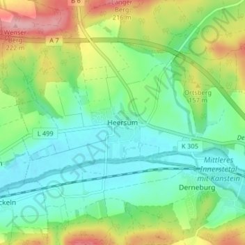 Mappa topografica Heersum, altitudine, rilievo