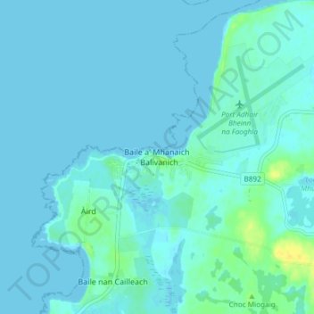 Mappa topografica Balivanich, altitudine, rilievo
