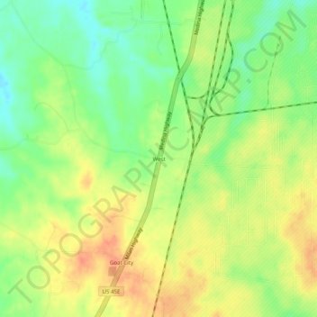 Mappa topografica West, altitudine, rilievo