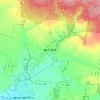 Mappa topografica Neindorf, altitudine, rilievo