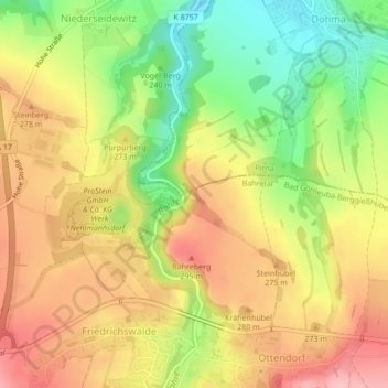 Mappa topografica Hallstein, altitudine, rilievo