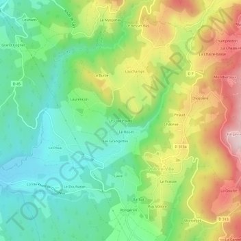 Mappa topografica Le Cros Palais, altitudine, rilievo