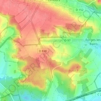 Mappa topografica Le Chardonnet, altitudine, rilievo