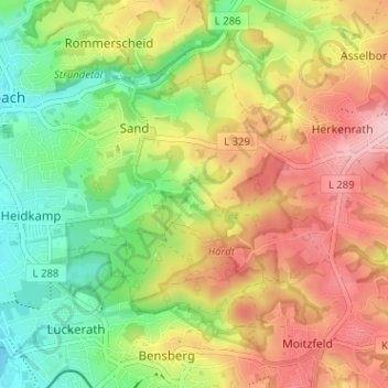 Mappa topografica Kaltenbroich, altitudine, rilievo