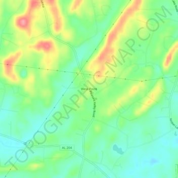 Mappa topografica West Point, altitudine, rilievo