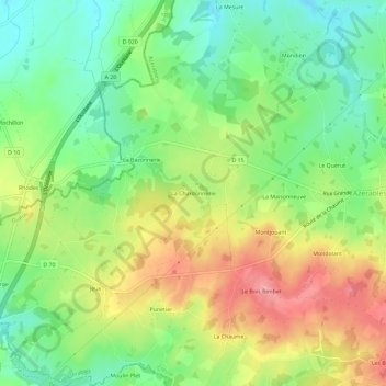 Mappa topografica La Chardonnerie, altitudine, rilievo