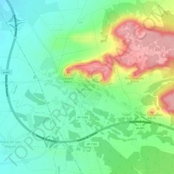 Mappa topografica Arrabal de Portillo, altitudine, rilievo