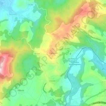 Mappa topografica Barrio de Fresnedo, altitudine, rilievo