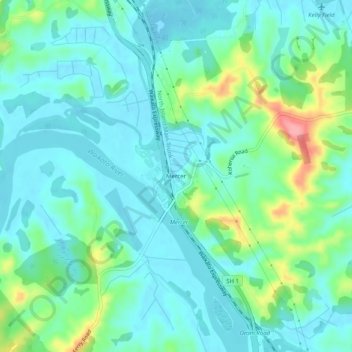 Mappa topografica Mercer, altitudine, rilievo