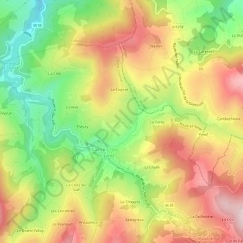 Mappa topografica Rochassieux, altitudine, rilievo