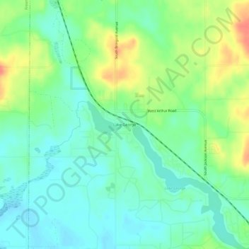 Mappa topografica Lake George, altitudine, rilievo