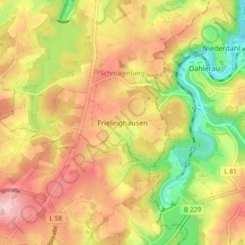 Mappa topografica Frielinghausen, altitudine, rilievo