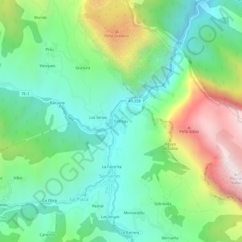 Mappa topografica Entragu, altitudine, rilievo