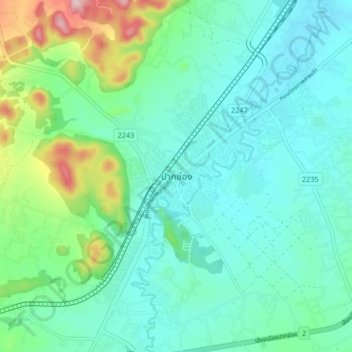 Mappa topografica Pak Chong, altitudine, rilievo