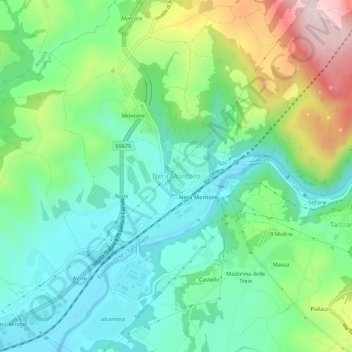 Mappa topografica Nera Montoro, altitudine, rilievo